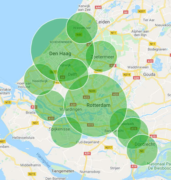 Rijschool Blaak regio's